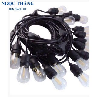 Bộ dây đuôi đèn ngoài trời chống nước 10 met 20 đuôi mắc nối tiếp E27 220V Ngọc Thắng (Kèm 20 bóng led edison 4w)