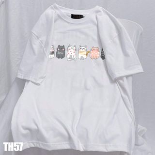 Áo Thun Unisex Nam Nữ Form Rộng Mèo Méo Meo Mèo Meo TH57 - Hí