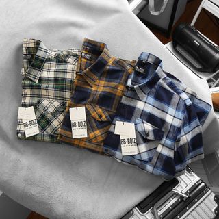Áo sơ mi caro nam tay ngắn vải nỉ có túi bigsize 80 - 130kg