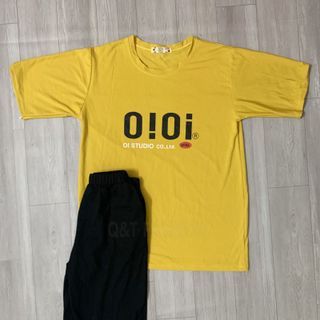 Sét bộ nữ ,đồ bộ lững ngố nữ thun coton sufa,áo phom rộng phối quần đen ,thời trang xuân hè BL11-Vàng