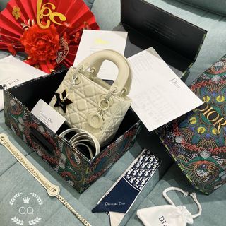 Túi xách D...ior l.ady - khoá mạ cùng màu size 17 loại 3 ô - da mờ - màu Nude-giá sỉ - giá bán buôn