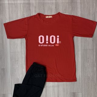 Sét bộ nữ ,đồ bộ lững ngố nữ thun coton sufa,áo phom rộng phối quần đen ,thời trang xuân hè BL11-ĐỎ