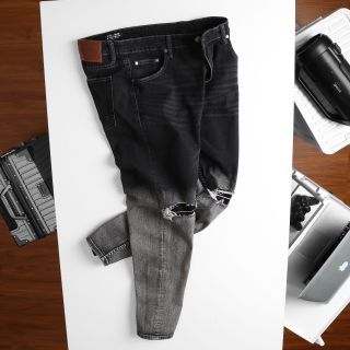 Quần jean dài nam bigsize 80 - 130kg - đen rách âm dương, xám bạc, đen muối tiêu
