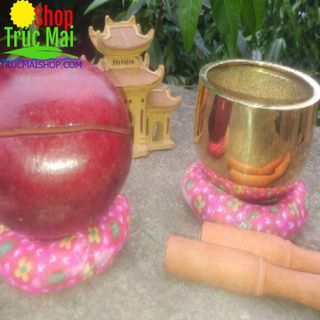 Bộ chuông mõ đồng vàng cho phật tử tại gia và thầy cúng