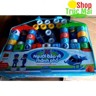 Đồ chơi cho bé xếp hình mầm non chủ đề kỹ sư xây dựng công trình và người bảo vệ thành phố