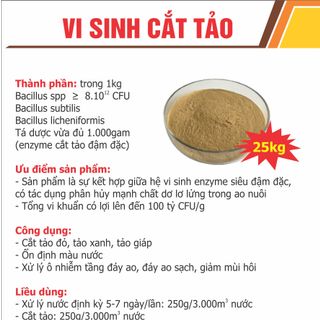 NGUYÊN LIỆU VI SINH XỬ LÝ CẮT TẢO ĐẬM ĐẶC 10^10 cfu/g giá sỉ