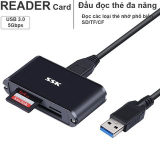 Đầu đọc thẻ nhớ SD Micro SD TF CF USB 3.0 - Reader card all in one USB 3.0 SSK SCRM-630 giá sỉ