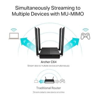 Phát Wifi TP-Link Archer C64 Mumimo Gigabit AC1200 Router Wifi B/G/N/Ac 2.4ghz/5ghz Băng Tần Kép - Chính Hãng