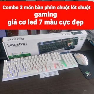 Combo 3 món bàn phím chuột lót chuột led 7 màu mẫu mới keyboard bosston 8310 giá sỉ