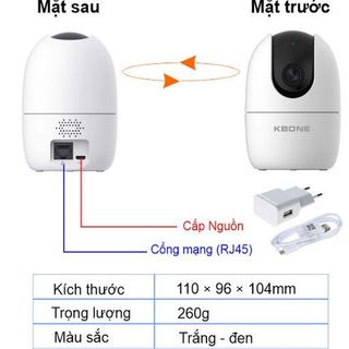 KBVision chính hãng, Camera IP Wifi KBONE KN-H21P 1080p xem, giám sát từ xa qua điện thoại, máy tính