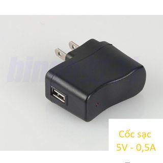 (Mới) Cốc Sạc Đen 5v-0.5a Có Đèn Led Báo Sạc Chuyên Dùng Cho Loa, Điện Thoại, Máy Nghe Nhạc