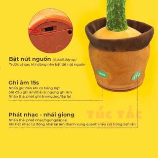 Xương Rồng Nhảy Múa Vui Nhộn, Nhại Tiếng, Sạc USB, Hát Tiếng Việt