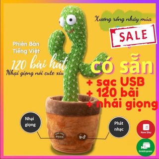 Xương Rồng Nhảy Múa Vui Nhộn, Nhại Tiếng, Sạc USB, Hát Tiếng Việt
