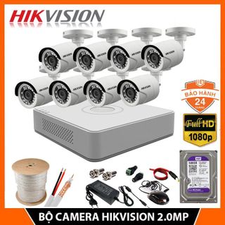[RẺ VÔ ĐỊCH] Trọn Bộ Camera giám sát HIKVISION 5/6/7/8 mắt 2.0MP, FHD 1080P, Ổ cứng HDD, Đầy đủ phụ kiện để lắp đặt