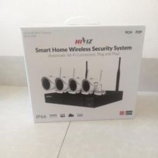 FREESHIPBộ camera giám sát không dây hiviz 2.0MPX, 4 camera trụ kim loại, kèm đủ phụ kiện lắp đặt - hàng chính hãng