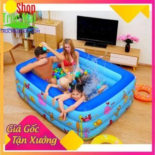 bể bơi phao Hồ bơi Xia Le SL-C015 3 tầng hình chữ nhật, Bể bơi đáy massage cho bé tập làm quen với nước, đồ chơi hồ bơi giá sỉ