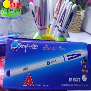 Hộp 12 but gel nước chữ A Hoa Việt (xanh ,đỏ, tím ,đen)