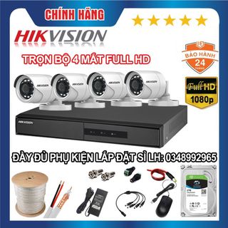 Bộ Camera giám sát HIKVISION Full HD 1080P - Trọn bộ 4 mắt 1080P + Đầu ghi ĐỦ PHỤ KIỆN giá sỉ