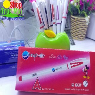 Hộp 12 but gel nước chữ A Hoa Việt (xanh ,đỏ, tím ,đen)