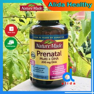 VIÊN UỐNG CHO BÀ BẦU NATURE MADE PRENATAL MULTI DHA LOẠI 150 VIÊN CỦA MỸ