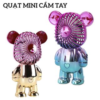 Quạt Cầm Tay Mini Gấu Bearbrick tiện lợi mang theo đi học, đi làm, đi dã ngoại