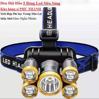 Đèn Đội Đầu 5 Bóng Led Siêu Sáng Tích Hợp Pin Sạc Trong Tiện Lợi Mẫu Mới Giao Ngẫu Nhiên giá sỉ