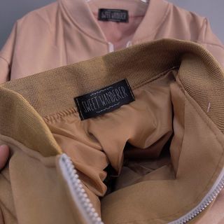 Áo khoác da lộn bomber croptop trơn
