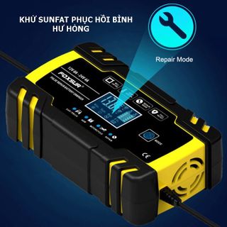 BỘ SẠC BÌNH ẮC QUY 12V 24V FOXSUR CÓ KHỬ SUNFAT PHỤC HỒI ẮC QUY 6Ah-150Ah THÔNG MINH TỰ NGẮT KHI ĐẦY, CHỐNG NGƯỢC CỰC, PHỤC HỒI BÌNH HƯ HỎNG, TĂNG ĐỘ BỀN CỦA BÌNH MÀN HÌNH LCD, CẢM BIỂN VÂN TAY