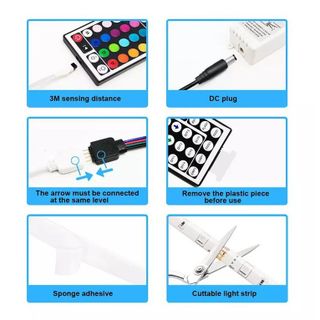 Dây Đèn Led Sáng Nhấp Nháy Theo Nhạc Dài 5 Mét Có Điều Khiển Qua Điện Thoại Bluetooth Led Rgb 5050 Nhiều Màu Sắc