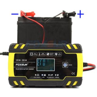 BỘ SẠC BÌNH ẮC QUY 12V 24V FOXSUR CÓ KHỬ SUNFAT PHỤC HỒI ẮC QUY 6Ah-150Ah THÔNG MINH TỰ NGẮT KHI ĐẦY, CHỐNG NGƯỢC CỰC, PHỤC HỒI BÌNH HƯ HỎNG, TĂNG ĐỘ BỀN CỦA BÌNH MÀN HÌNH LCD, CẢM BIỂN VÂN TAY