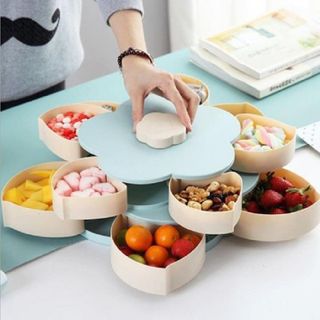 Hộp Đựng Bánh Kẹo Hạt Mứt Tết 2 Tầng Nhiều Màu Sắc Xoay Hình Bông Hoa Đa Năng Sang Trọng 2022