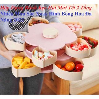 Hộp Đựng Bánh Kẹo Hạt Mứt Tết 2 Tầng Nhiều Màu Sắc Xoay Hình Bông Hoa Đa Năng Sang Trọng 2022