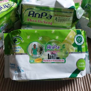 Hộp 50 khăn lau vật dụng đa năng diệt khuẩn khử mùi hương cam chanh khăn ướt Anpa