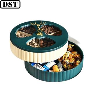 Hộp Đựng Mứt 2 Tầng Tròn Hình Hươu Sang Trong Trưng Bày Bàn Tết 2022