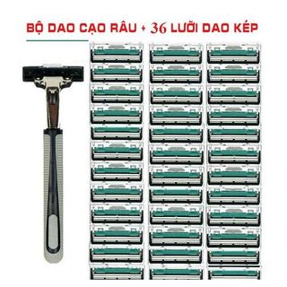 Set Dao Cạo Râu + 36 Đầu Dao Thay Thế (Tặng Kèm Tuýp Kem Cạo Râu)