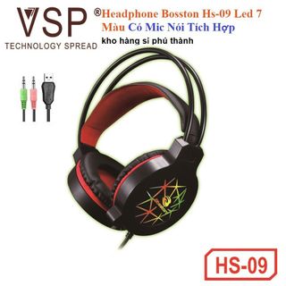 [Mã ELHACE giảm 4% đơn 300K] Headphone Bosston Hs-09 Led 7 Màu Có Mic Nói Tích Hợp Chính Hãng