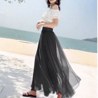 CHÂN VÁY XOÈ VINTAGE LƯNG THUN - DT1608