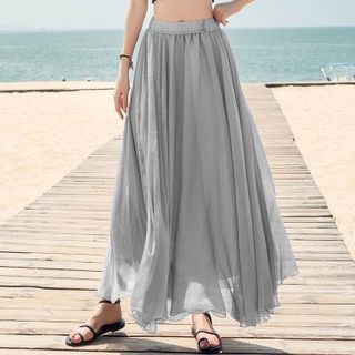 CHÂN VÁY XOÈ VINTAGE LƯNG THUN - DT1608