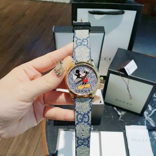 ĐỒNG HỒ GUCCl NỮ DÂY DA MICKEY CAO CẤP SALE