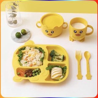 Khay VỊt Vàng Ăn DẶm Cho Bé -Set 5 Món