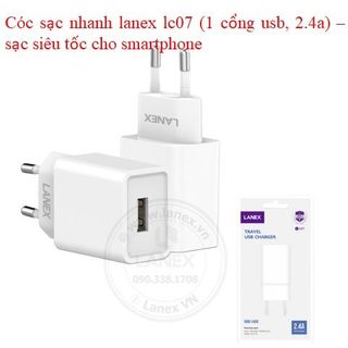 Cóc sạc nhanh lanex lc07 1 cổng usb, 2.4a – sạc siêu tốc cho smartphone PDC003