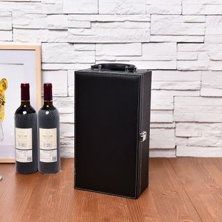 Hộp Đựng Rượu Vang Da PU Đôi Dọc GDS Tặng Kèm Phụ Kiện Cao Cấp, Quà Tặng Doanh Nghiệp ( Đỏ Đô), Miễn Phí Khắc Tên