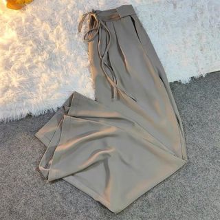 Quần suông ống rộng cạp thắt nơ