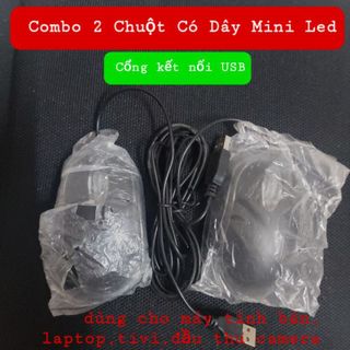 Combo 2 chuột máy tính có dây mini LED đầu cắm USB cute nữ sài giá sỉ