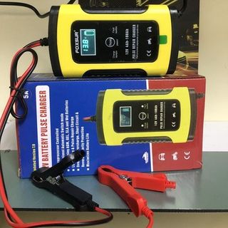 Sạc bình ắc quy 12V 5A 4AH - 100AH FOXSUR, SẠC NHANH KHỬ SUNFAT PHỤC HỒI BÌNH HƯ HỎNG, TĂNG ĐỘ BỀN CỦA BÌNH MÀN HÌNH LCD