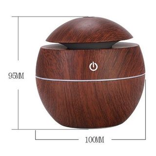 Máy xông tinh dầu vân gỗ cao cấp, nút cảm ứng có đèn led 7 màu