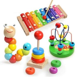 Sét 6 món đồ chơi gỗ phát triển trí tụe cho bé