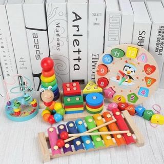 Sét 6 món đồ chơi gỗ phát triển trí tụe cho bé