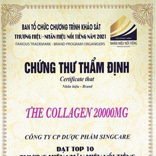 Nước Collagen 20000mg giúp giảm nám, sáng da, đẹp da Hộp 10 Chai - Singcare