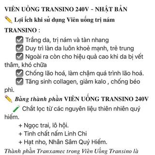 Viên uống đặc trị nám Transino của Nhật 240 viên